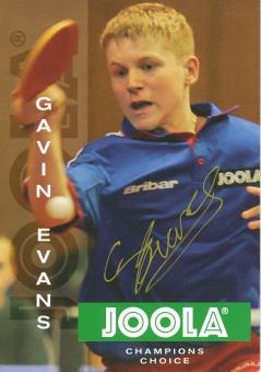 Gavin Evans  Tischtennis  Autogrammkarte  original signiert 
