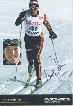 Viola Bauer  Ski Langlauf  Autogrammkarte original signiert 