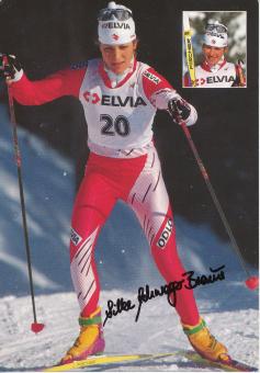 Silke Schwager Braun  Ski Langlauf  Autogrammkarte original signiert 