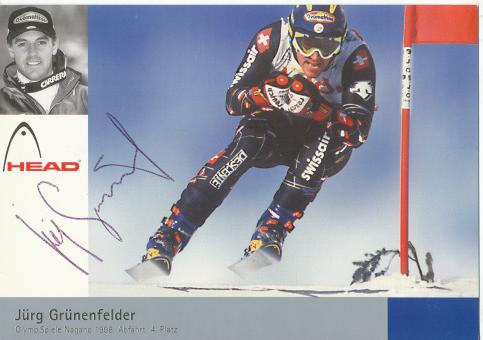 Jürg Grünenfelder  CH  Ski Alpin Autogrammkarte original signiert 