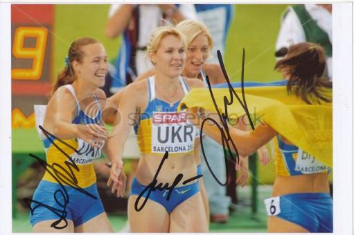 Olesya Povkh & Mariya Ryemyen  Ukraine  Leichtathletik Autogramm Foto original signiert 