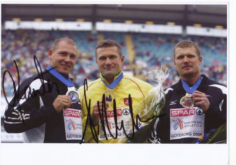 Virgilijus Alekna & Gerd Kanter  Diskus  EM 2006  Leichtathletik Autogramm 13x18 cm Foto original signiert 