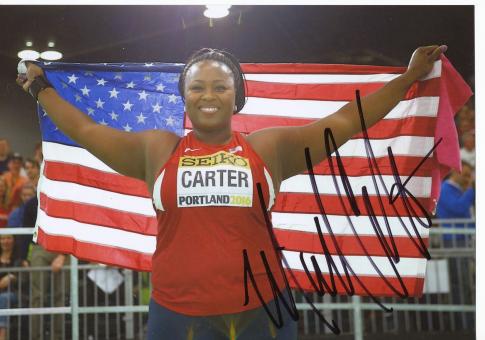 Michelle Carter USA  Leichtathletik Autogramm 13x18 cm Foto original signiert 