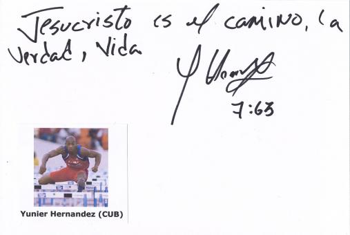 Yunier Hernandez  Kuba  Leichtathletik Blanko Karte original signiert 