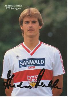 Andreas Merkle  1986/1987  VFB Stuttgart  Fußball Autogrammkarte original signiert 