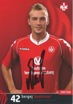 Sergej Neubauer  2007/2008  FC Kaiserslautern  Fußball Autogrammkarte original signiert 