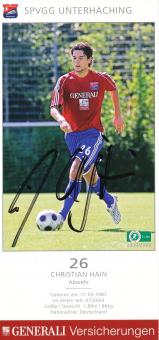 Christian Hain  2008/2009  SpVgg Unterhaching  Fußball Autogrammkarte original signiert 