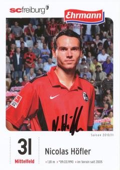 Nicolas Höfler  2010/2011   SC Freiburg Fußball Autogrammkarte original signiert 
