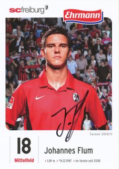 Johannes Flum  2010/2011   SC Freiburg Fußball Autogrammkarte original signiert 