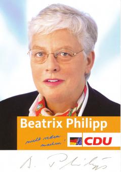 Beatrix Philipp  Politik  Autogrammkarte original signiert 