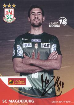 Carlos Molina  2017/2018   SC Magdeburg Handball Autogrammkarte original signiert 