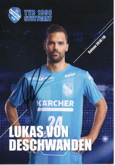 Lukas von Deschwanden  2018/2019 TVB 1898 Stuttgart  Handball Autogrammkarte original signiert 