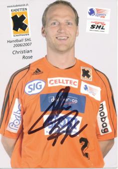 Christian Rose  Kadetten Schaffhausen  Handball Autogrammkarte original signiert 