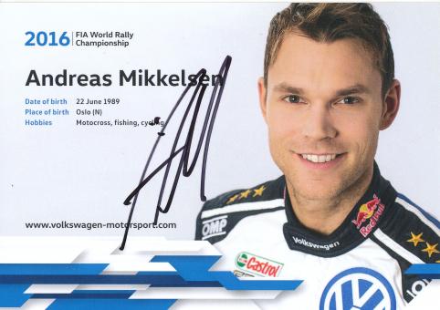 Andreas Mikkelsen  Norwegen  VW Auto Ralley Motorsport Autogrammkarte original signiert 
