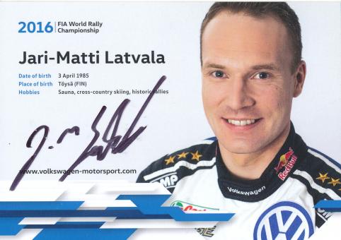 Jari Matti Latvala  Finnland  VW Auto Ralley Motorsport Autogrammkarte original signiert 
