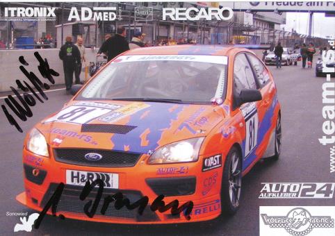 Stephan Wölflick, Stefan Terkatz  Ford  Auto Motorsport Autogrammkarte original signiert 