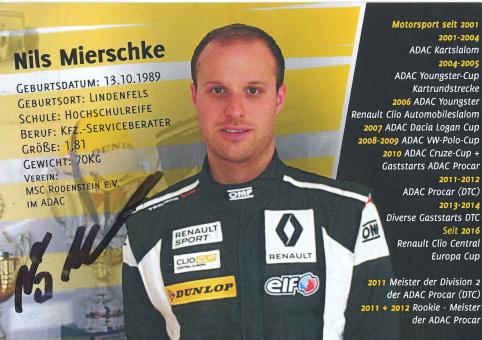 Nils Mierschke  Renault  Auto Motorsport Autogrammkarte original signiert 
