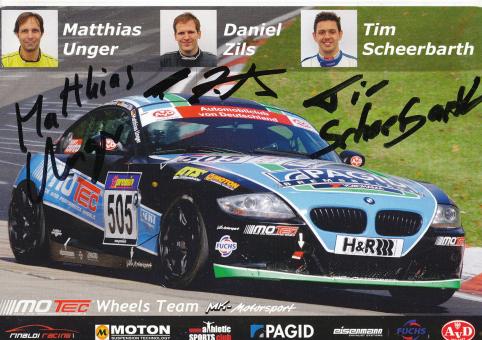 Unger, Zils, Scheerbarth  BMW  Auto Motorsport Autogrammkarte original signiert 