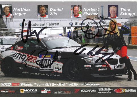 Unger, Zils, Fischer, Schupp   BMW  Auto Motorsport Autogrammkarte original signiert 