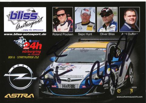 Poulsen, Hunt, Bliss, Duffner  Opel  Auto Motorsport Autogrammkarte original signiert 