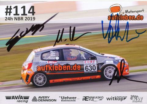 Uelwer, Kühn, Wylach, Bohrer  Auto Motorsport Autogrammkarte original signiert 