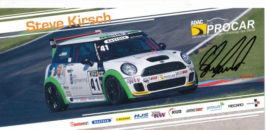Steve Kirsch  Mini  Auto Motorsport Autogrammkarte original signiert 