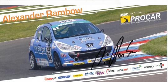 Alexander Rambow  Peugeot  Auto Motorsport Autogrammkarte original signiert 
