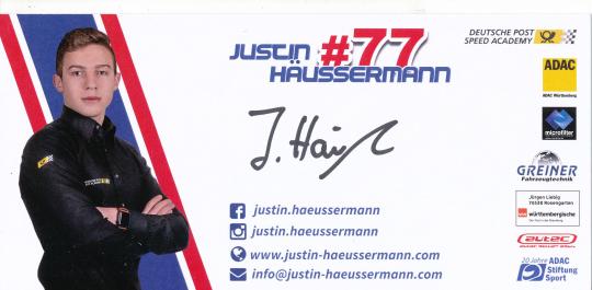 Justin Häusermann  VW  Auto Motorsport Autogrammkarte original signiert 