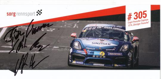 Akata, Beyer, Tewer, Simon  Porsche  Auto Motorsport Autogrammkarte original signiert 