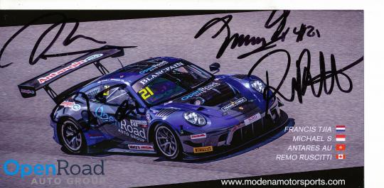 Tjia, Michael S, Antaes Au, Ruscitti  Porsche  Auto Motorsport Autogrammkarte original signiert 