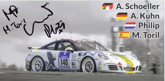 Schoeller, Kuhn, Philip, Toril  Porsche  Auto Motorsport Autogrammkarte original signiert 