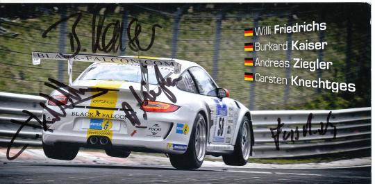 Friedrichs, Kaiser, Ziegler, Knechtges  Porsche  Auto Motorsport Autogrammkarte original signiert 