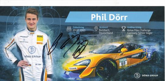 Phil Dörr   Auto Motorsport Autogrammkarte original signiert 