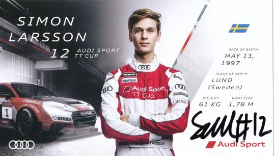 Simon Larsson  Audi  Auto Motorsport Autogrammkarte original signiert 