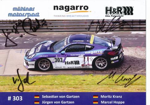 S+J.Gartzen, Kranz, Hoppe  Porsche  Auto Motorsport Autogrammkarte original signiert 
