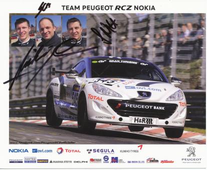 Borer, Caillet, Nett  Peugeot  Auto Motorsport Autogrammkarte original signiert 
