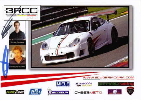 Vincent Gonneau & Christophe Van Riet  Auto Motorsport Autogrammkarte original signiert 