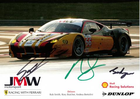 Smith, Butcher, Bertolini  Ferrari  Auto Motorsport Autogrammkarte original signiert 