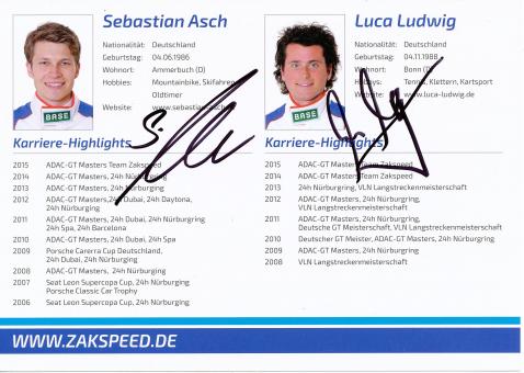 Sebastian Asch & Luca Ludwig  Mercedes  Auto Motorsport Autogrammkarte original signiert 