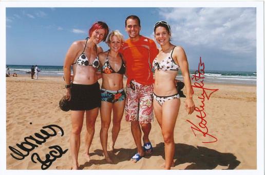 Martina Beck & Kathrin Hitzer  Biathlon Autogramm Foto original signiert 