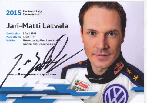 Jari Matti Latvala  VW  Ralley  Auto Motorsport Autogrammkarte original signiert 