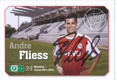 Andre Fliess  2011/2012  Kickers Offenbach  Fußball Autogrammkarte original signiert 