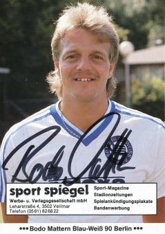 Bodo Mattern  1986/1987  Blau Weiß 90 Berlin  Fußball Autogrammkarte original signiert 