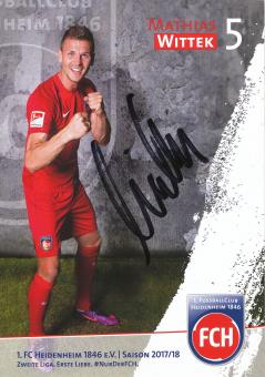 Mathias Wittek  2017/2018   FC Heidenheim  Fußball Autogrammkarte original signiert 