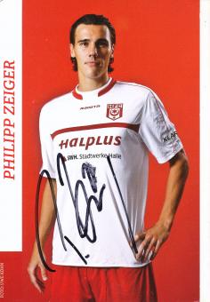 Philipp Zeiger   Halescher FC  Fußball Autogrammkarte  original signiert 