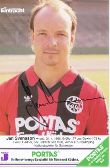 Jan Svensson  1985/1986  Eintracht Frankfurt  Fußball Autogrammkarte  original signiert 