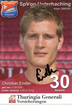 Christian Endler  2002/2003  SpVgg Unterhaching  Fußball Autogrammkarte original signiert 