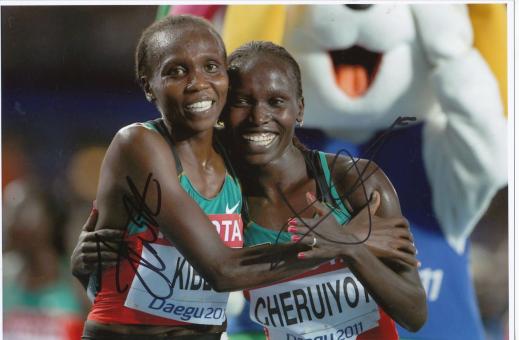 Vivian Jepkemoi Cheruiyot & Sylvia Jebiwott Kibet  Kenia  Leichtathletik Autogramm Foto original signiert 