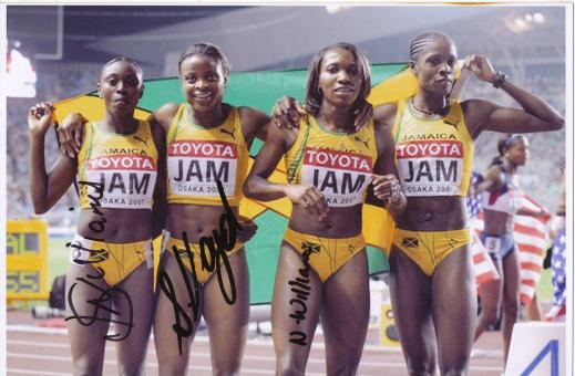 Medaillengewinner Jamaika Frauen Staffel 4 x 400m  Leichtathletik Autogramm Foto original signiert 
