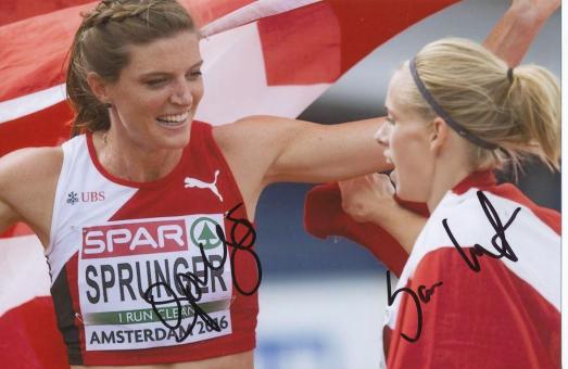 Sara Slott Petersen & Lea Sprunger  Leichtathletik Autogramm Foto original signiert 